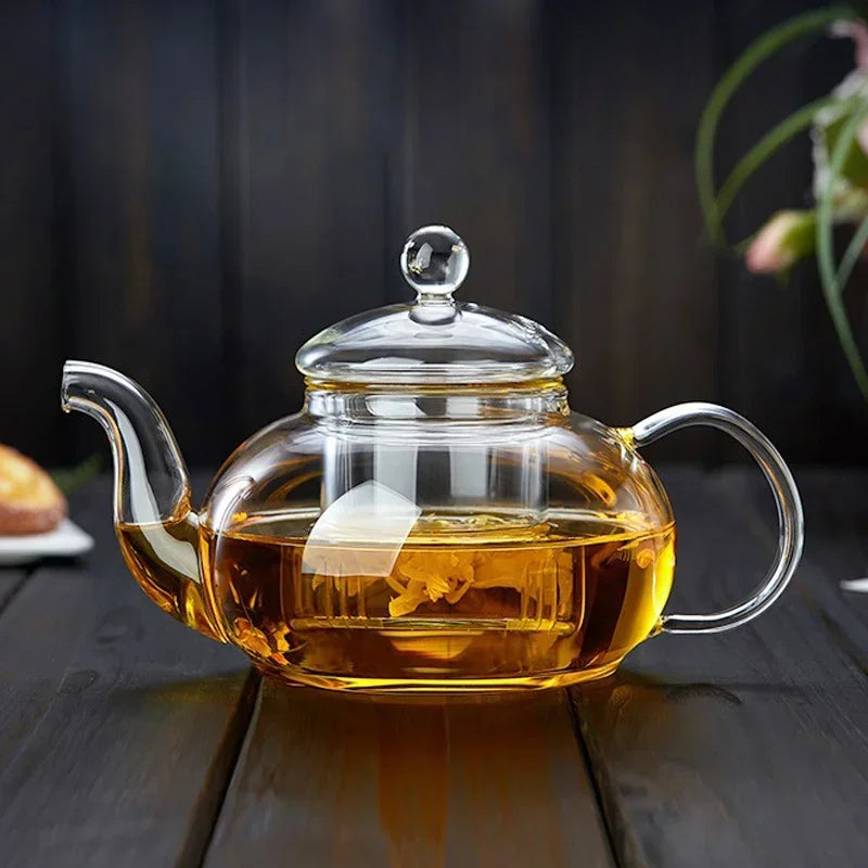 400/1000ml Glass Tea Pot Thickened Heat-Resistant Flower Tea Pot with Glass Heat-resistant Filter Brewing Glass Teaware