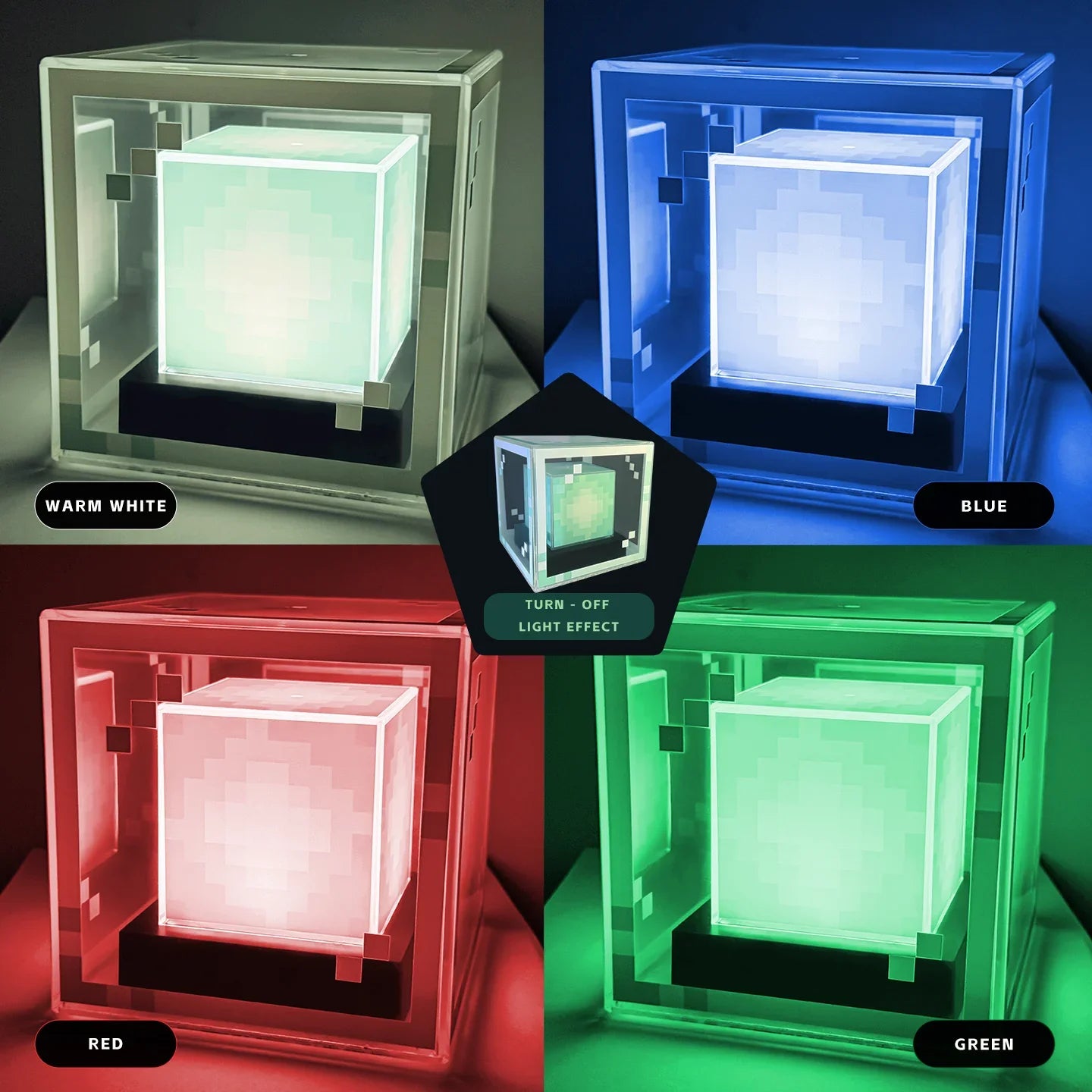 Pixel-Style Beacon Lamp Desktop Night Light Glowing Computer Atmosphere Game Ornament Gift Rechargeable Decorative Illumination
