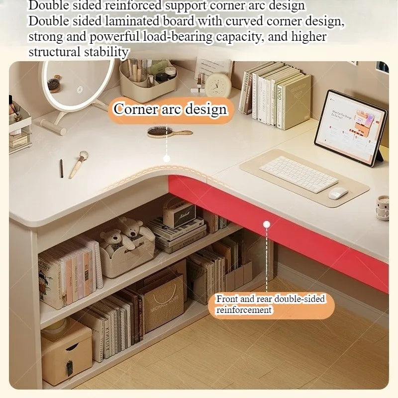 Computer desk Desktop Home bedroom Bookshelf Integrated student learning to write Corner Multifunctional office desk