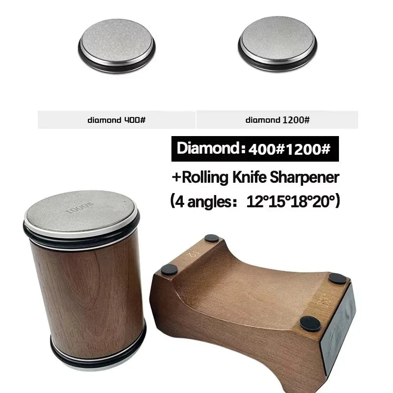 Diamond/Ceramic Discs Rolling Knife Sharpener Accessories with Kitchen Knife Sharpening Tool for Chef & Home Use