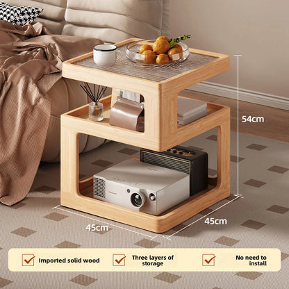 Solid wood bedside table, bedroom bedside storage, household sofa edge