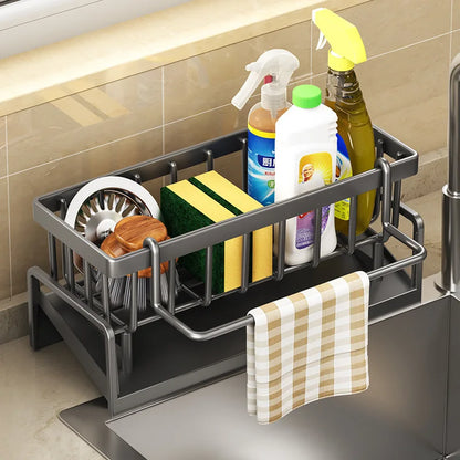 Kitchen Shelf Rag Storage Drainage Shelf No-Punch Storage Rack Home Spice Rack Sink Tap Sink Drainage Rack Kitchen Accessories