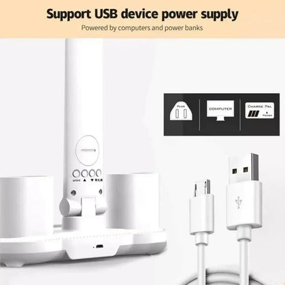 LED Desk Lamp Portable Foldable Fan Lamp Smart Display Clock USB Rechargeable Desk Lamp Eye Protection Study Reading Desk Light