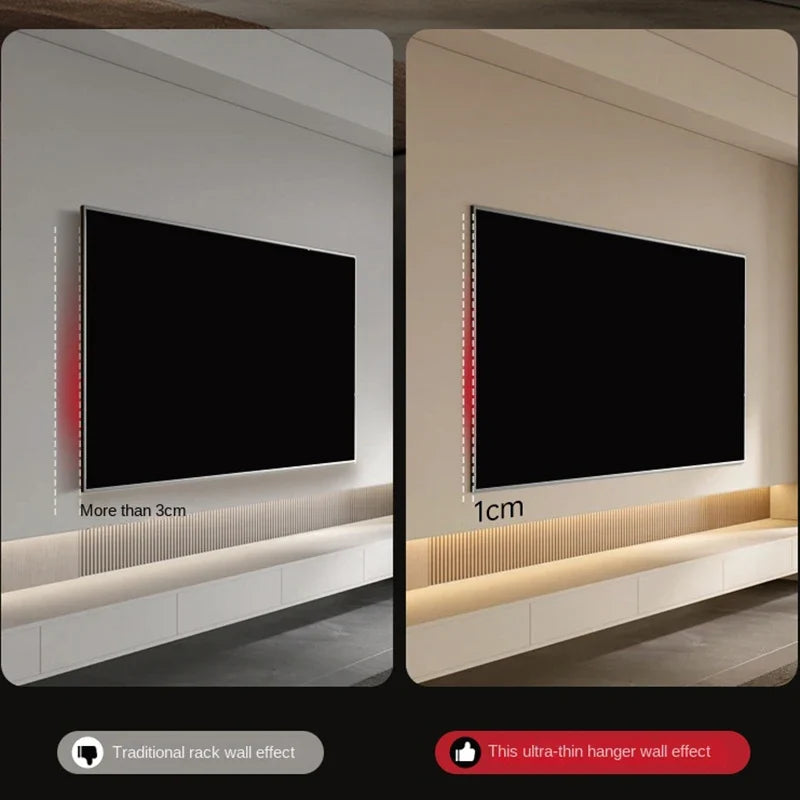 Ultra thin Universal TV Wall Mount - 1cm Gap Design for 32-90" Flat/Curved Screens max 80kg Magnetic Lock VESA 100x100-800x400mm