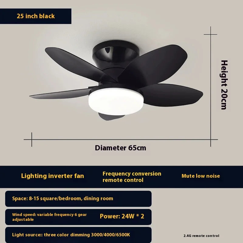 25 inch Ceiling Fans with Lights and Remote,Flush Mount Ceiling Fan,Reversible Quiet DC Motor Low Profile Ceiling Fans For Livin