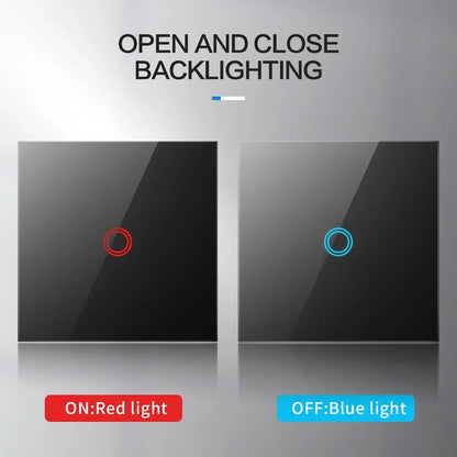 EU Touch Switch AC100 240V Tempered Black White Crystal Glass Panel Power Wall Light Sensor Switches