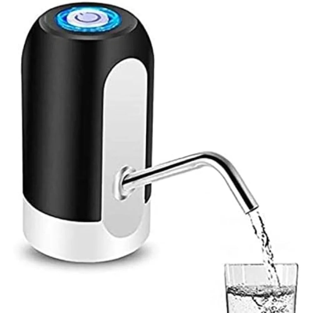USB Rechargeable Electric Water Bottle Pump - Portable LED Light Drinking Water Dispenser for Home & Office, White & Black