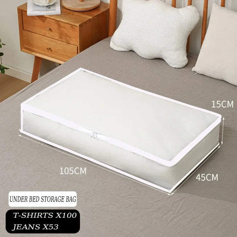Underbed Storage Bag Foldable Quilt Bag Wardrobe Clothes Storage Box Dustproof Organizer Large Capacity Quilt Storage Bag
