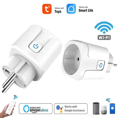 Tuya 20A Smart Plug WiFi Socket EU with Power Monitoring Timing Function Smart Socket Works with Alexa,Google Home,Smart Life