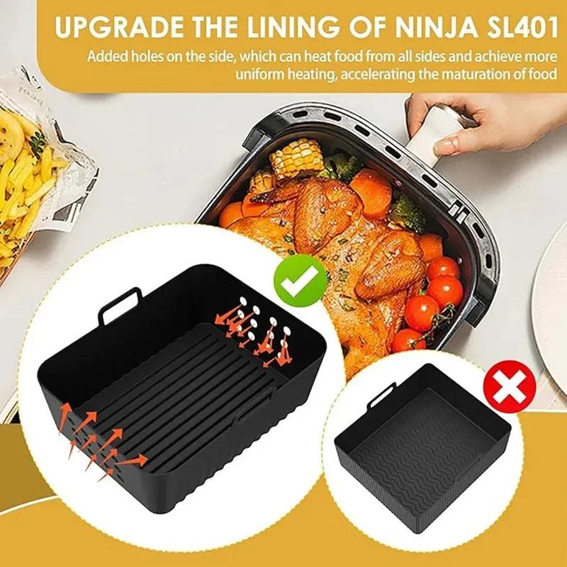 2Pcs/1Pcs Air Fryer Silicone Liners for Ninja SL400 SL401 Stack XL Basket Reusable AirFryer Baking Tray Airfryer Accessories