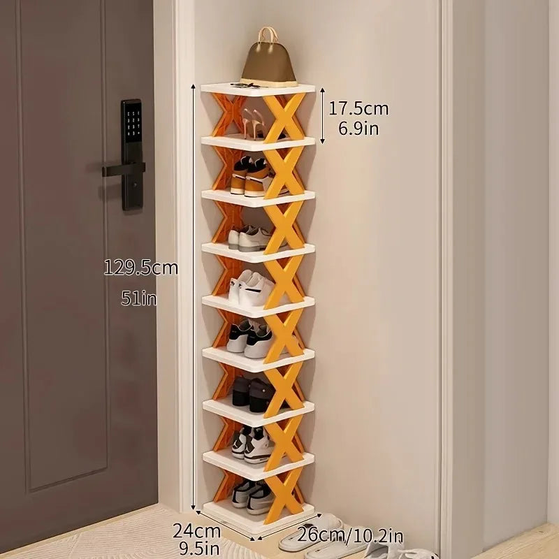 9-Tier Vertical Shoe Rack - Space-saving Tall & Narrow Design for Entranceways, Easy to Assemble Home Organization Storage