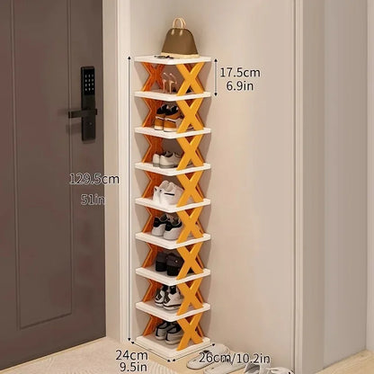 9-Tier Vertical Shoe Rack - Space-saving Tall & Narrow Design for Entranceways, Easy to Assemble Home Organization Storage