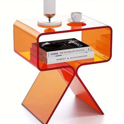 Modern Transparent Acrylic Bedside Table - Creative Side Table, Small Narrow End Table
