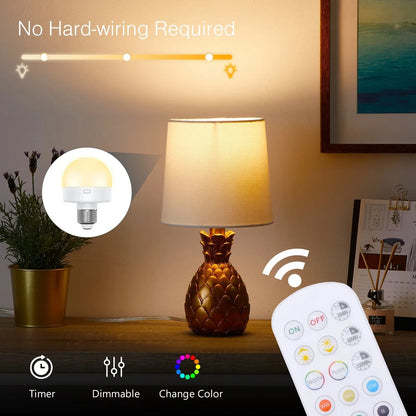 GGbingo 3 Color Temperatures Rechargeable Light Bulbs Remote Control Battery Operated Light Bulb with Timer Dimmable Lamp