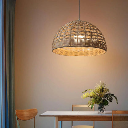 Rattan Chandelier Lampshade Natural Weaved Wicker Pendant Light for Home Restaurant Decor Rattan Hand-Woven Bamboo Lampshade