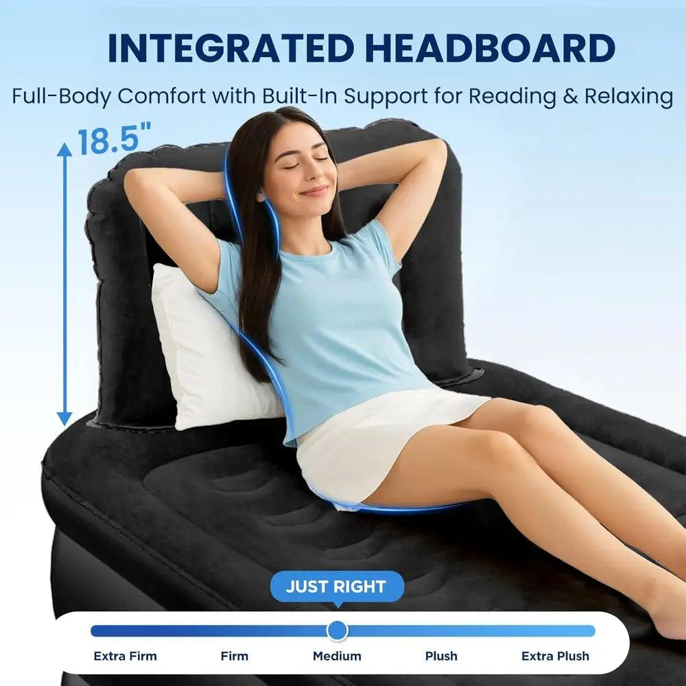 Inflatable Mattress with Built-in Pump, 500 lbs Capacity, Silent Design, Leak-Tested, Quick Inflate/Deflate, Portable for Home a