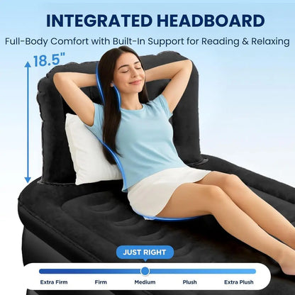 Inflatable Mattress with Built-in Pump, 500 lbs Capacity, Silent Design, Leak-Tested, Quick Inflate/Deflate, Portable for Home a
