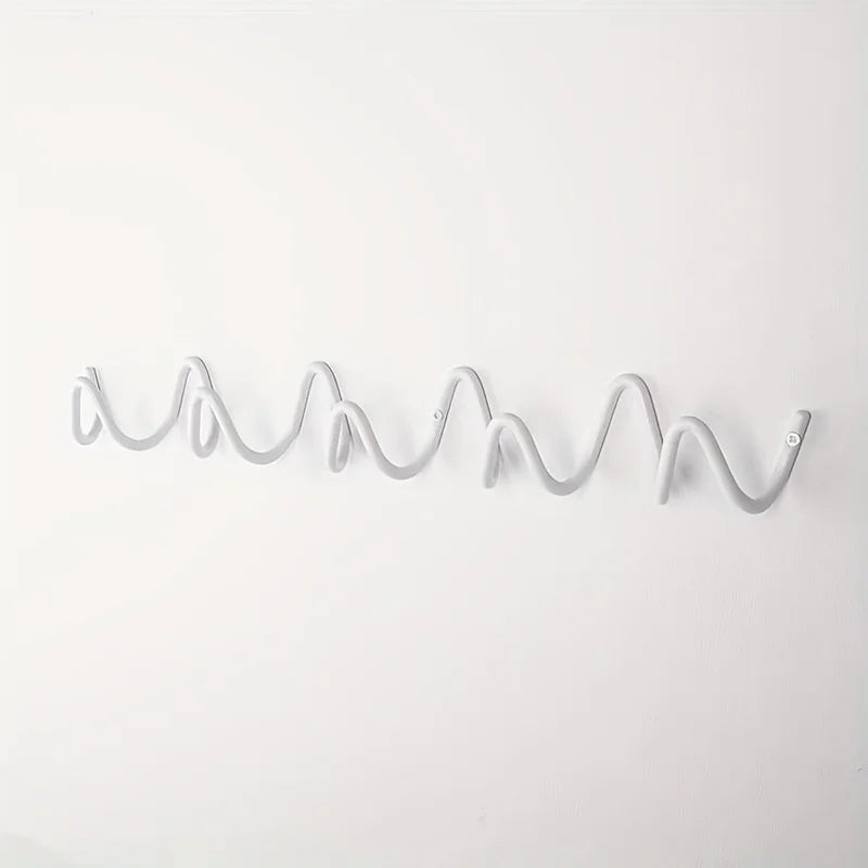 Wavy Metal Wall Hook - Stylish Silver & Black Coat Rack for Home, Entryway, or Hotel Decor - Perfect for Hats, Scarves