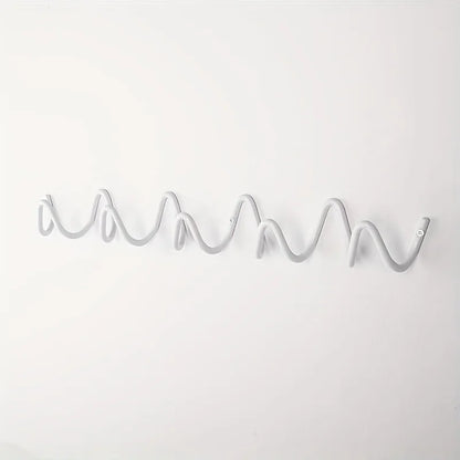 Wavy Metal Wall Hook - Stylish Silver & Black Coat Rack for Home, Entryway, or Hotel Decor - Perfect for Hats, Scarves