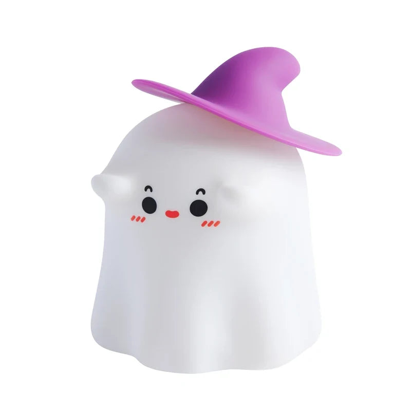 Cute Silicone Night Lamp Pumpkin Night Light Halloween Ghost Witch Decoration Dimmable Timer Bedside Decoration Children Gift