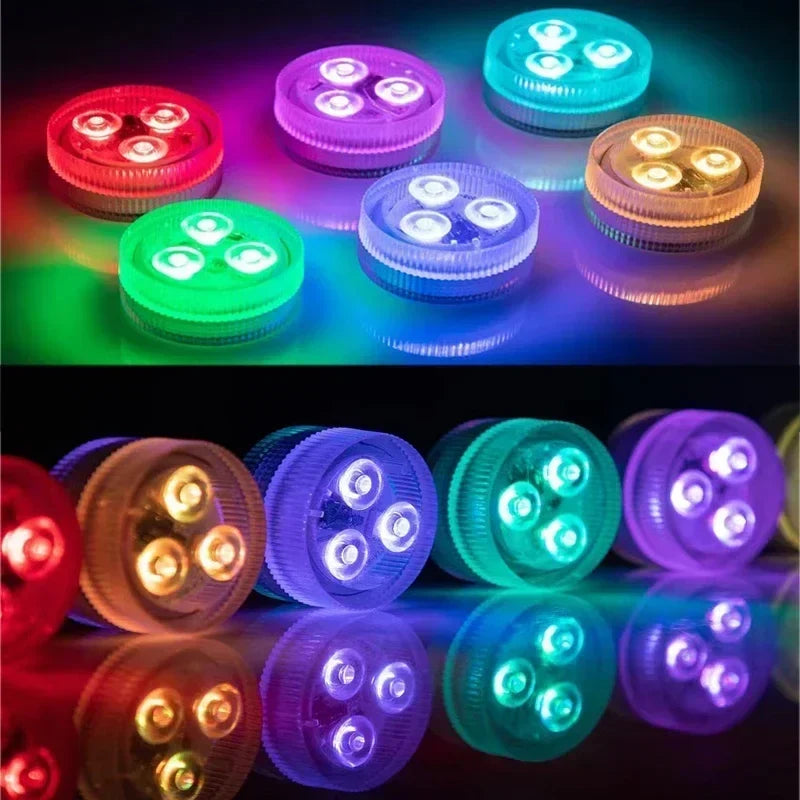 Submersible LED Light with Remote Pool Lights for Party Event Waterproof Tea Lamp for Vase Fishtank Wedding Halloween Christmas