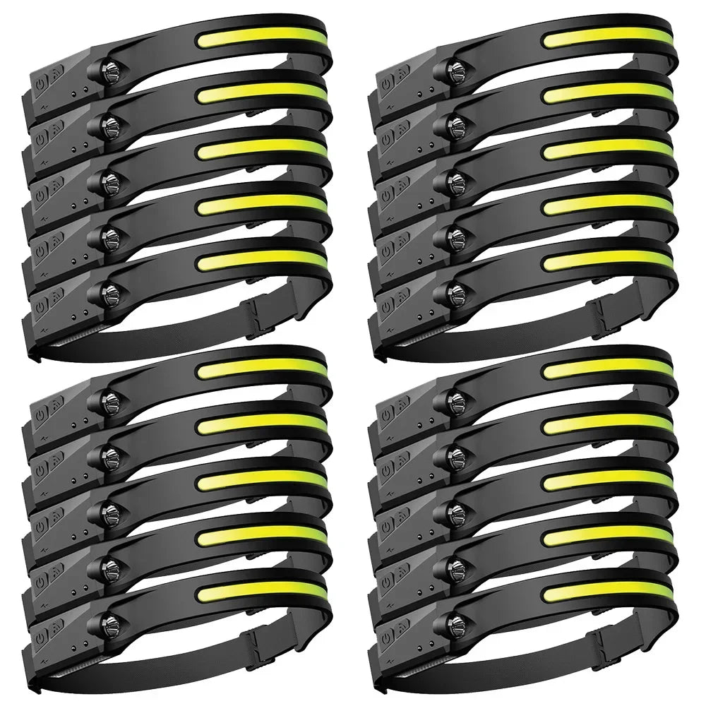 Induction Headlamps COB LED Sensor Head Lamp Built-in Battery Flashlight USB Rechargeable Head Torch 5 Lighting Modes Headlight