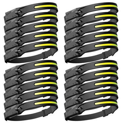 Induction Headlamps COB LED Sensor Head Lamp Built-in Battery Flashlight USB Rechargeable Head Torch 5 Lighting Modes Headlight