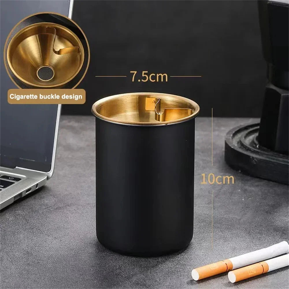 Windproof Stainless Steel Ashtray with Lid, Smokeless Cigar Ashtray for Indoor Outdoor Patio Use, 1PC Home Smoking Accessory