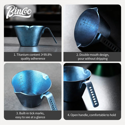Bincoo Durable Titanium Espresso & Milk Tool, 90ml Dual-Purpose Shot Glass with Scale for Long-Lasting Cafe and Home Performance