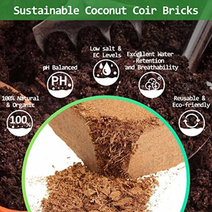 12pcs Organic Coco Coir Bricks Soil Blocks- 100% Natural Compressed Coco Peat Brick Coconut Fiber Substrate with Low ECand pH B