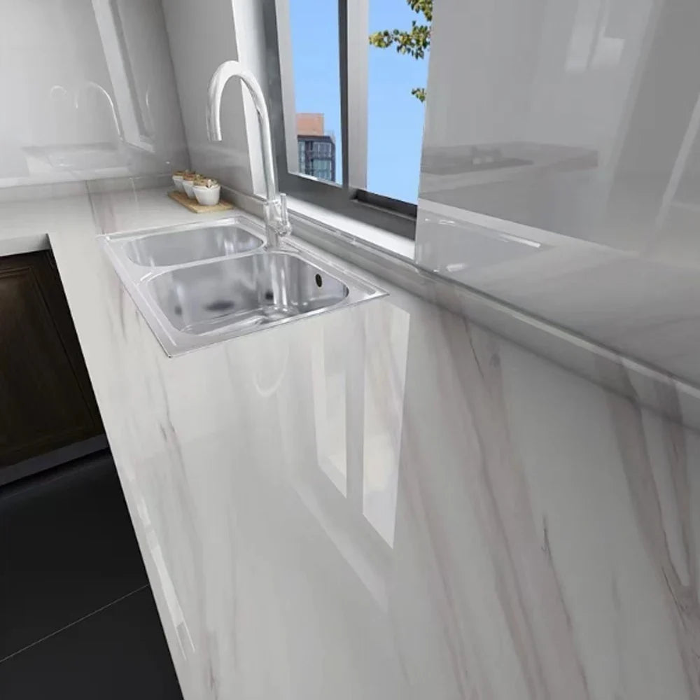 40cm Marble Self-adhesive Wallpaper Kitchen Cabinet Stove Countertop Contact paper PVC Waterproof Renovation Tile Wall Stickers