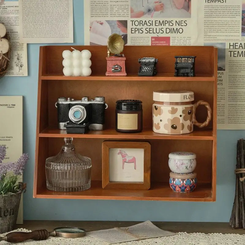 Solid Wood Cosmetics Storage Rack Multifunctional Organizer Desktop Cup Sample Storage Box Multi-layer Wooden Retro Storage Rack