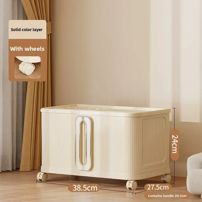 Large Capacity Cream Wind Storage Cabinet Quilt Wardrobe Free Installation Folding Storage Shelf Storage Box Locker