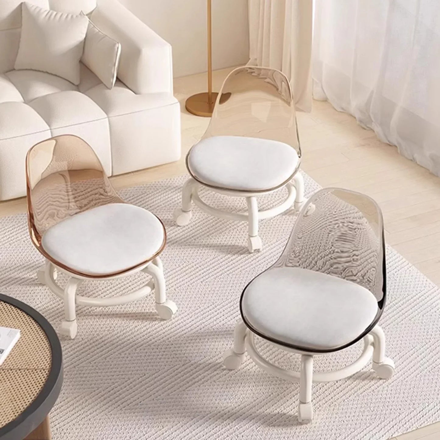 Universal wheel small stool household pulley low stool backrest strong and durable portable outdoor mobile small bench