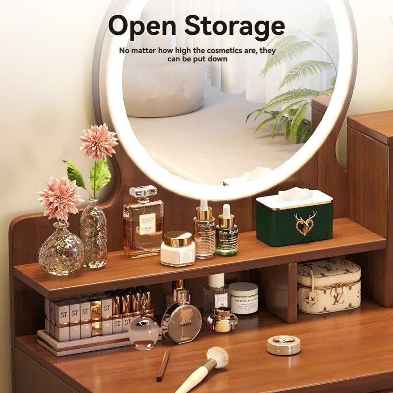 New Chinese style light luxury dressing table, bedroom dressing table, simple small-sized makeup storage desk, integrated dressi
