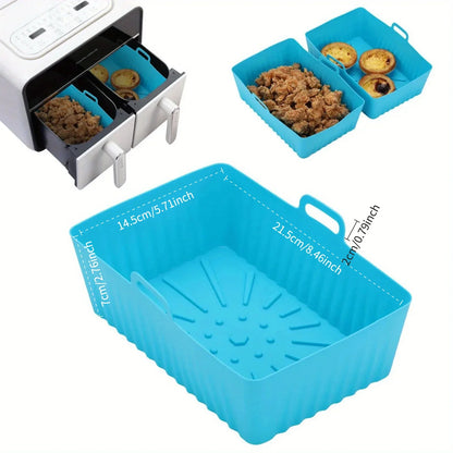 2pc/1pc Air Fryer Silicone Tray Rectangle Oven Baking Basket Reusable Liner Insert Dish Fried Chicken for Airfryers Accessories