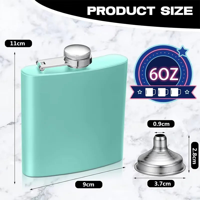 6 oz Stainless Steel Hip Flask with Funnel Leakproof Hip Flask For Alcohol Liquor Bulk Wedding Party Whiskey Flask YY208