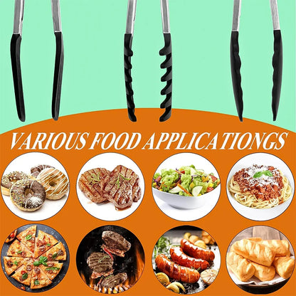 9 12 inch Kitchen Tongs For Cooking with Silicone Tips Heat Resistant Locking Cooking Tongs Non-Stick Food Tongs YY211