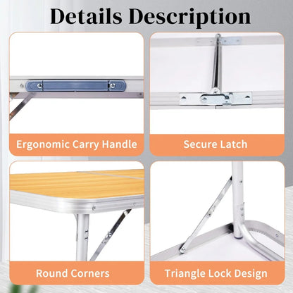 InOutdoor 6 FT Portable Plastic Folding Table Perfect for Dining and Parties