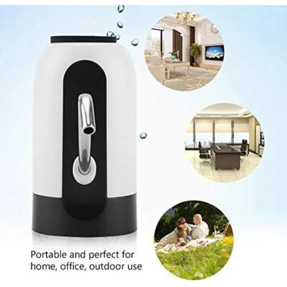 USB Rechargeable Electric Water Bottle Pump - Portable LED Light Drinking Water Dispenser for Home & Office, White & Black