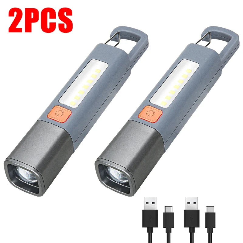 1-10PCS Super Bright LED Flashlight XPE Torch Light With Hook Camping Light USB Rechargeable Zoomable Waterproof Flashlight