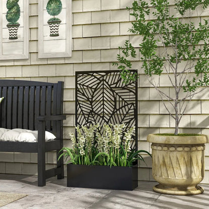 Outdoor Privacy Screen with Raised Graden Bed, Metal Frame
