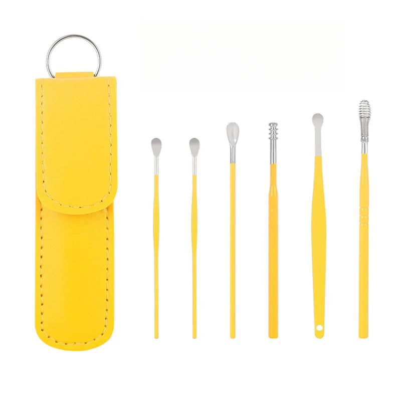 Effective 6Pcs Earwax Cleaning Tool with Spiral Earpick and Ear Curette, Ear Care Tool for Daily Use