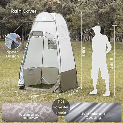 Pop Up Shower Tent with Mesh Window Portable Toilet Privacy Tent 6.9 Feet Removable Rain Cover/UPF 50+
