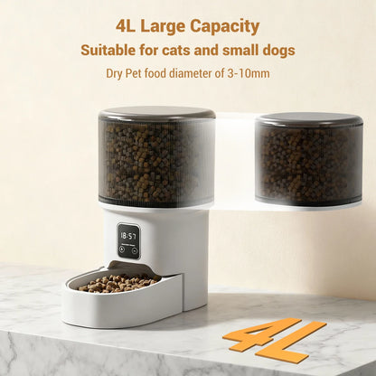 4L Automatic Cat Feeder with Timer Portion Control 1-6 Meals Per Day Button Control for Cats & Small Dogs Supplies