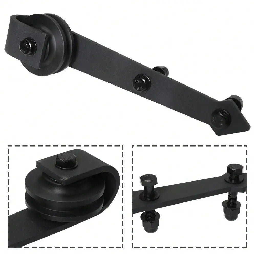 6.6 /12FT  Bypass Double Sliding Barn Door Hardware KitRoller Separate Space ,Single Track,Heavy Duty,Slide Smoothly Quietly