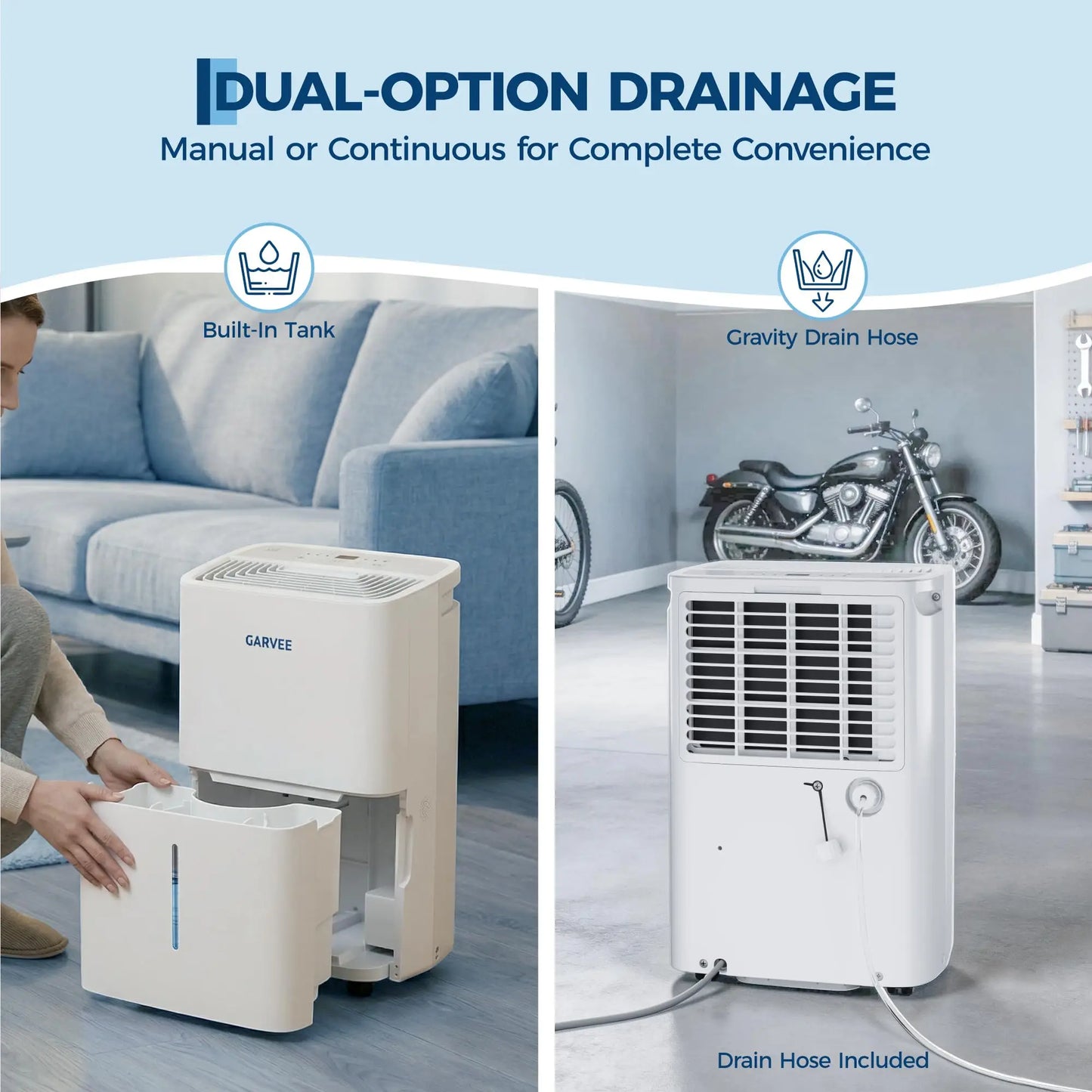 22 Pint Dehumidifier For Home 3000 Sq Ft Basement Large Room Quiet Auto Shut Off Continuous Drain Portable Air Dryer 1.45Gal