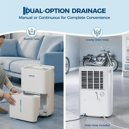 22 Pint Dehumidifier For Home 3000 Sq Ft Basement Large Room Quiet Auto Shut Off Continuous Drain Portable Air Dryer 1.45Gal