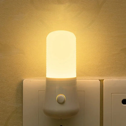 LED Night Lamps Bedside  EU/US Plug Push Button Switch Bedroom Lighting Lamp Baby Room Corridor Home Decortion ABS Night Lights
