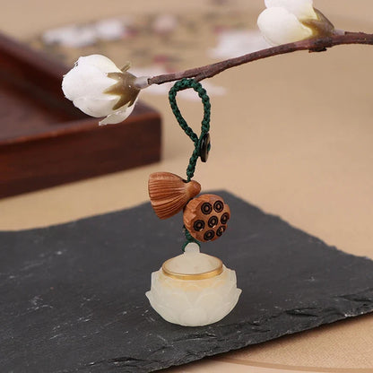 Nightglow Bag Ethnic Carved Rich Noble Hollow Pot Keychain Bodhi Pearl Jade Agate Natural Lasting Fragrance Gifts